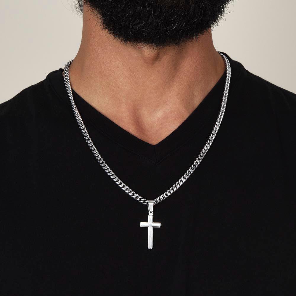 Artisan Cross Necklace on Cuban Chain w/ MC