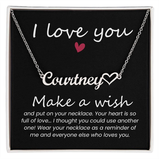 Name Necklace + Heart Character - I Love You