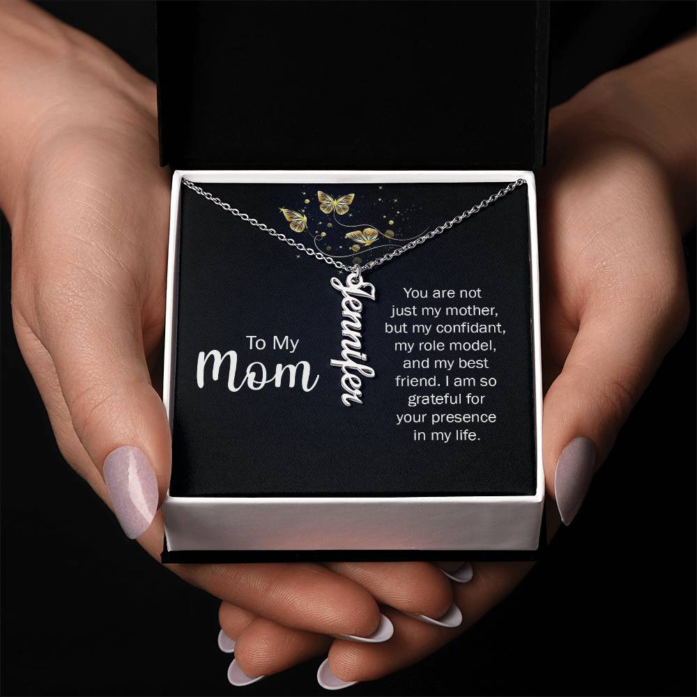 Vertical Name Necklace - To My Mom