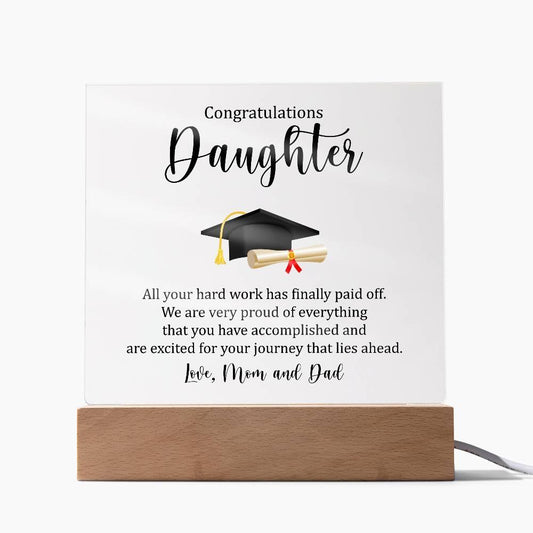 Acrylic Square Plaque - Congratulations Daughter